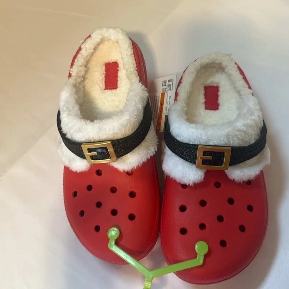 CROCS Red and White Cozy Slippers Kids size